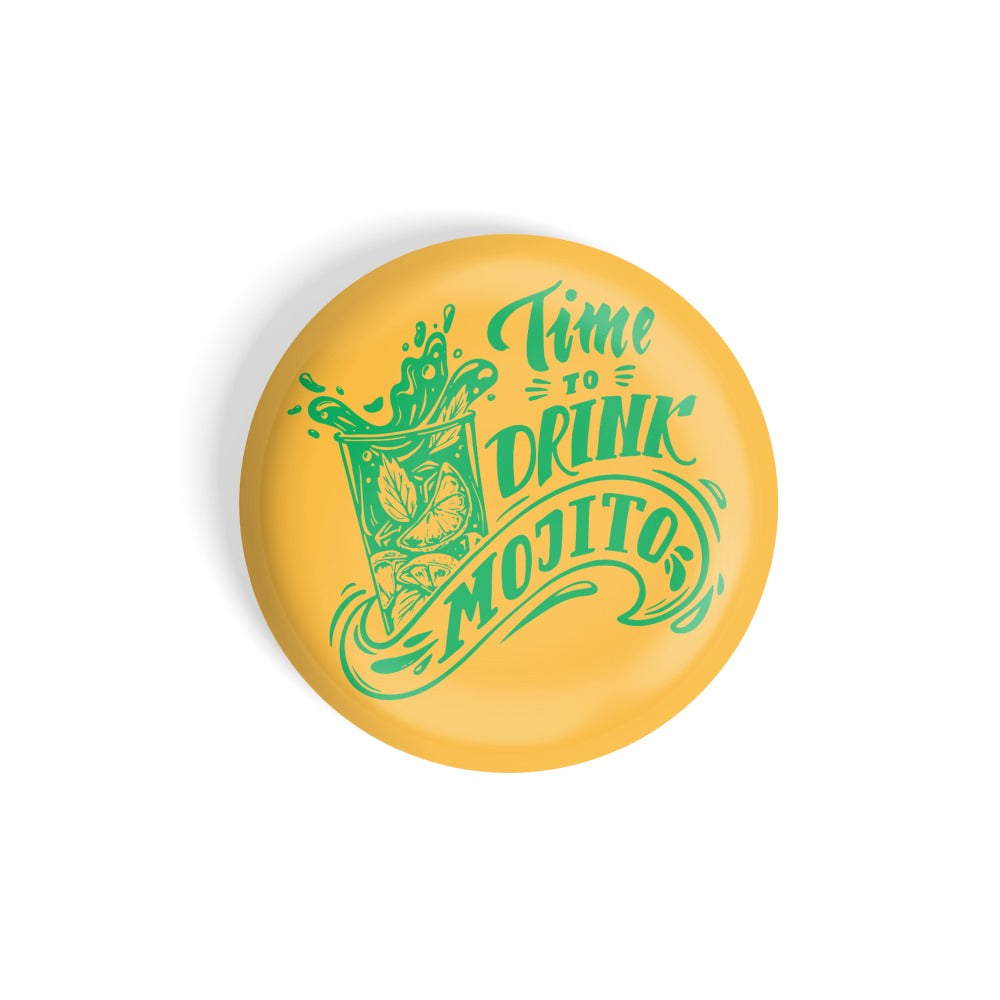 dhcrafts Round Fridge Magnet Orange Food Lovers Time To Drink Mojito Glossy Finish Design Pack of 1 (75 mm)